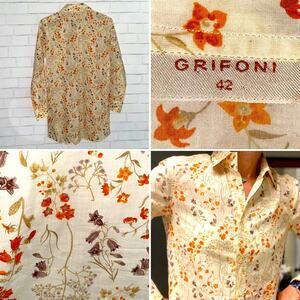 Mauro Grifoni Made in Italy $480 Floral Cotton Shirt Dress 4-6